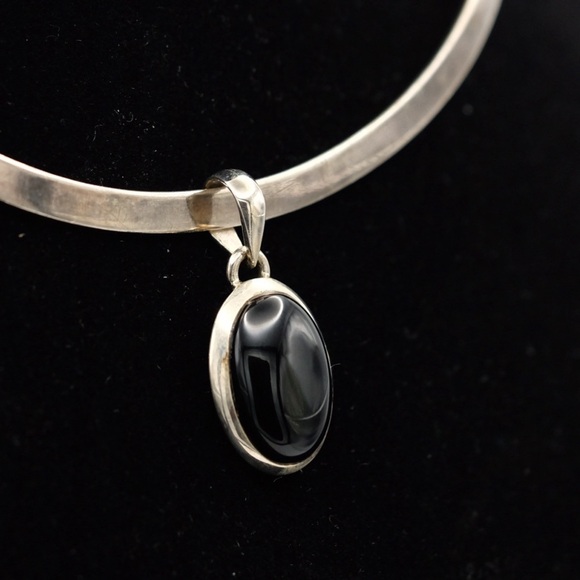 Dark Pool of Protection Black Obsidian 4.6G 925 Sterling Silver pendant - Picture 10 of 12